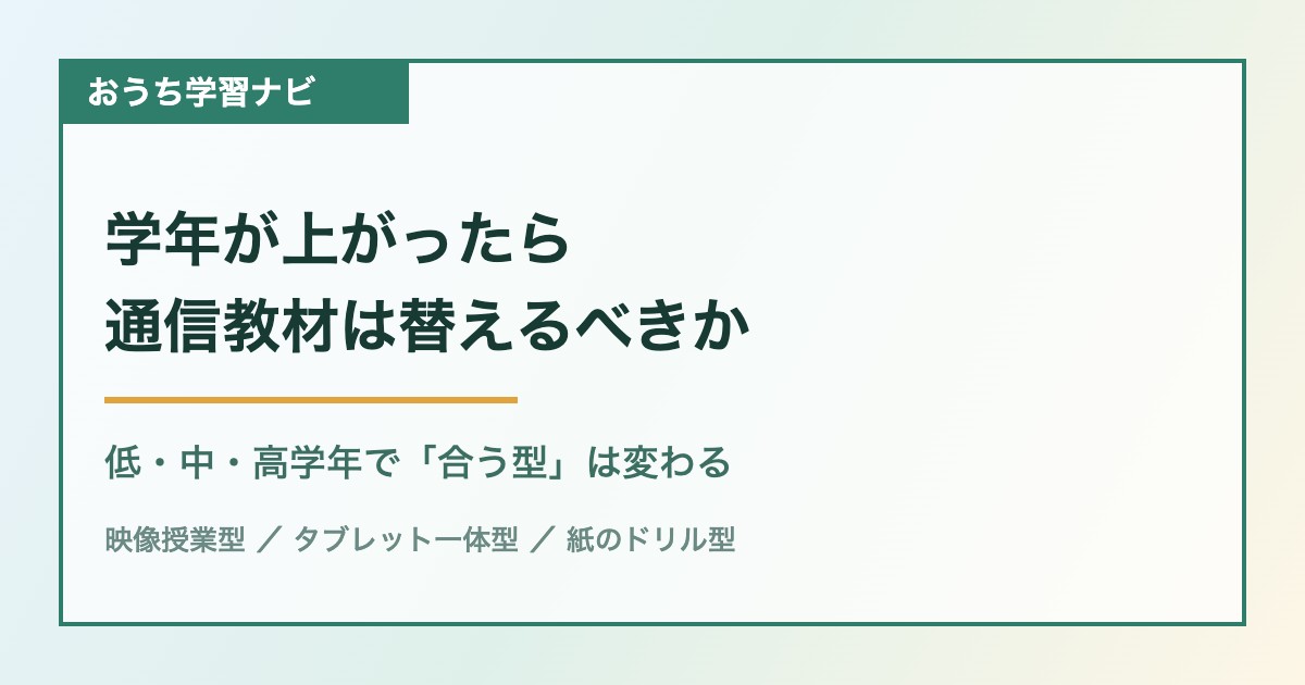 学年別に通信教材の型を比べる記事のアイキャッチ
